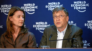 Bill and Melinda Gates speaking at the World Economic Forum.